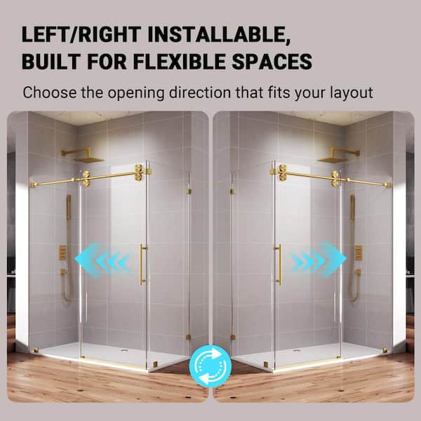 DOORWORD 56-60 in. W x 34 in. D x 76 in. H Frameless Corner