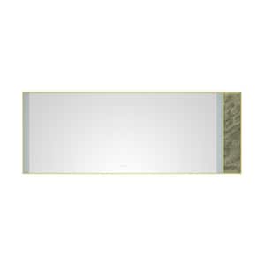 96 in. W x 36 in. H Large Rectangular Stainless Steel Framed Dimmable Wall LED Bathroom Vanity Mirror in Gold Frame