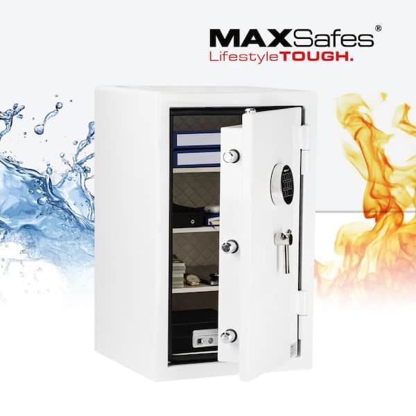 4.5 cu. ft. Fireproof and Waterproof Home, Commercial, and Office Safe with Electronic Keypad Lock Access in White