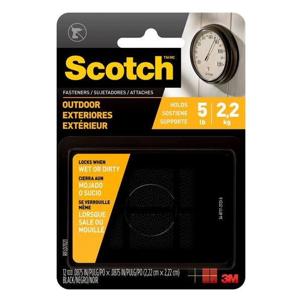 Scotch 7/8 in. x 7/8 in. Black Outdoor Fasteners (6 Sets-Pack)