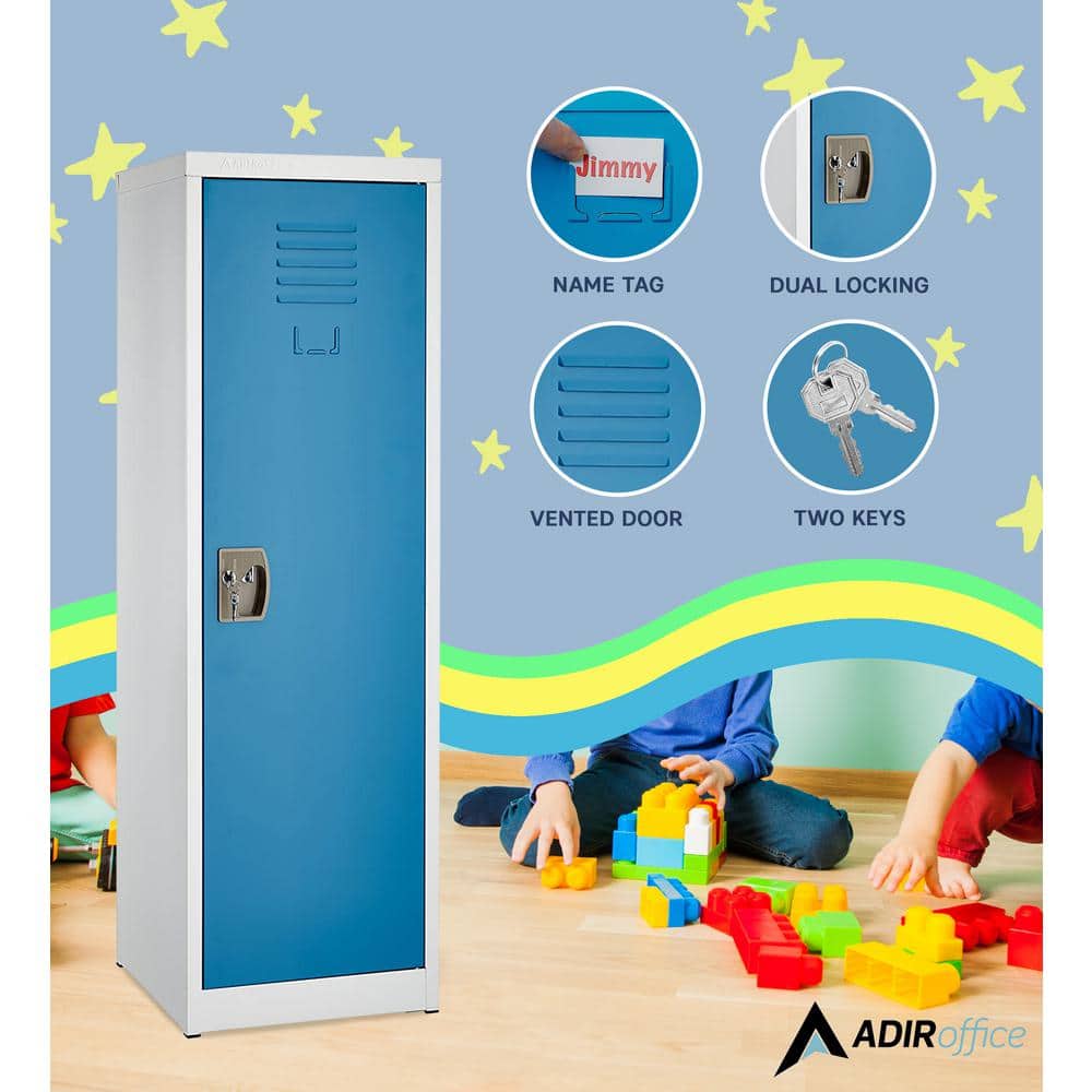 48" Blue and Off-White Steel Freestanding Locker with Adjustable Shelving