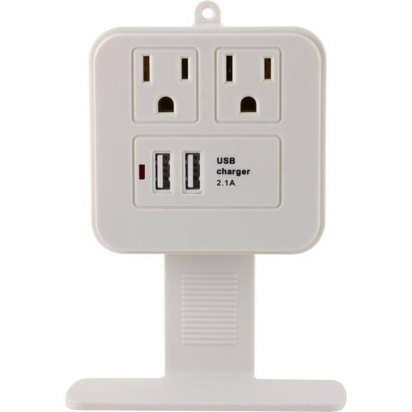 GE 2 USB/2 AC Surge Protector with Charging Shelf