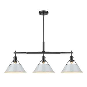 Orwell 100-Watt 3-Light Matte Black and Dusky Blue Linear Pendant Light