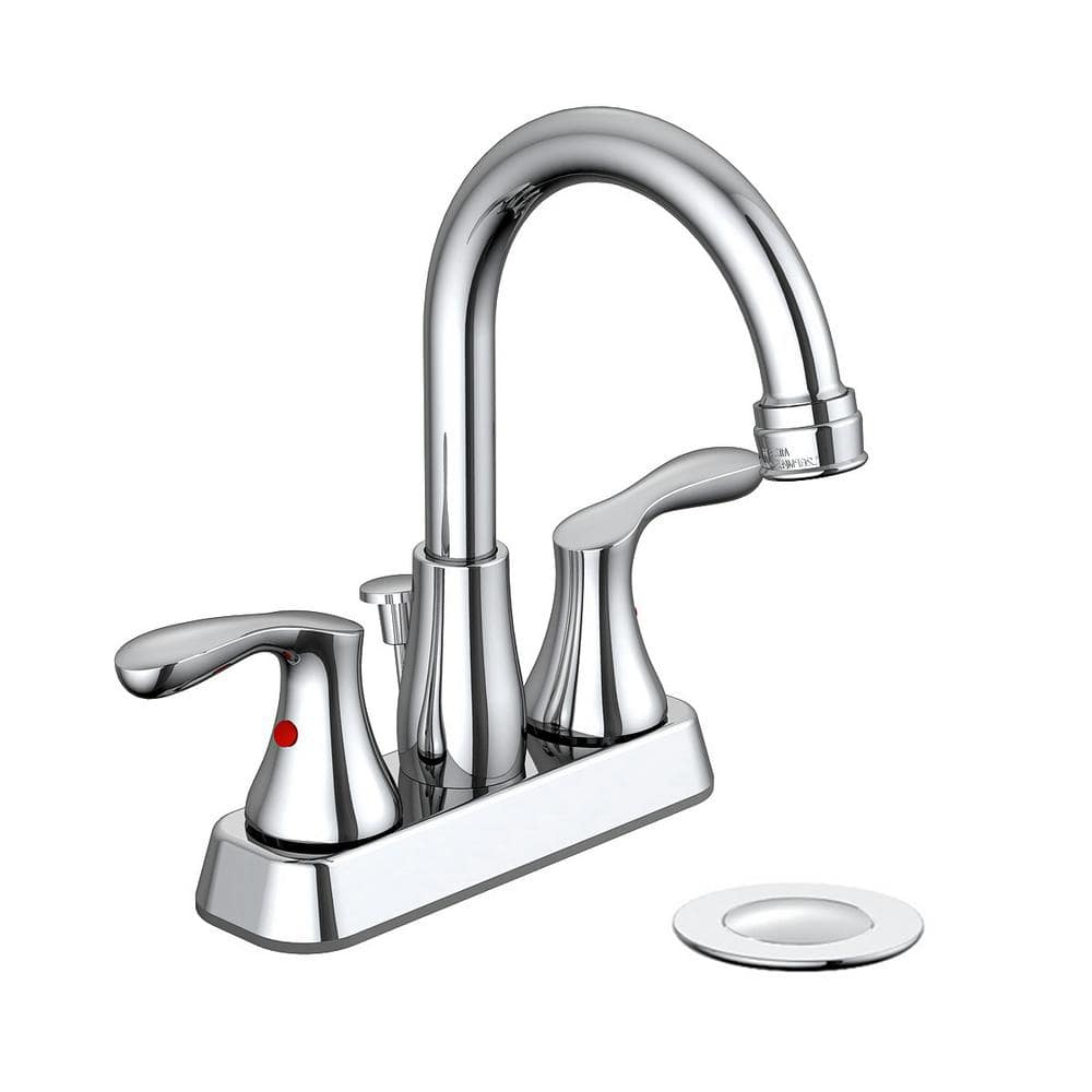 Deveral 4 in. Centerset 2-Handle High-Arc Bathroom Faucet in Chrome, Grey