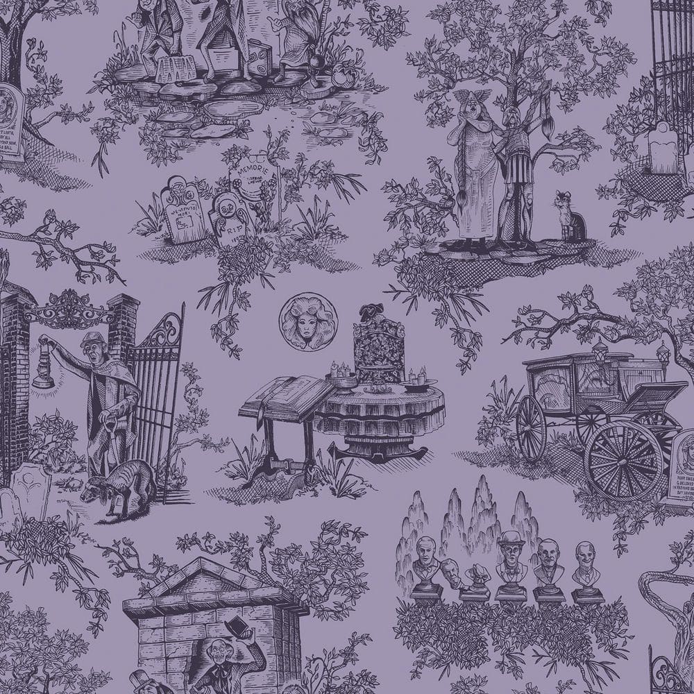 Disney Haunted Mansion Toile Purple Peel and Stick Wallpaper price history on PriceWatchPro