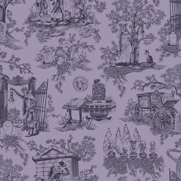 Disney Haunted Mansion Toile Purple Peel and Stick Wallpaper