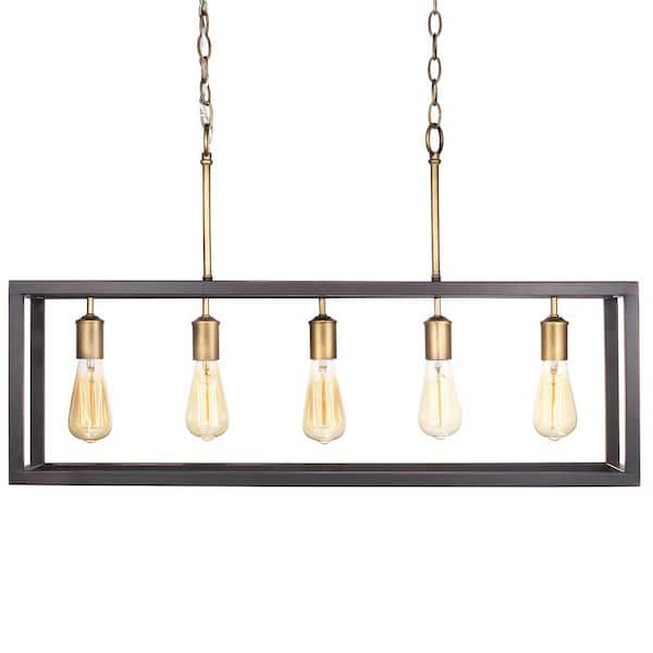 Progress Lighting Boswell Quarter 5-Light Vintage Brass Island ...