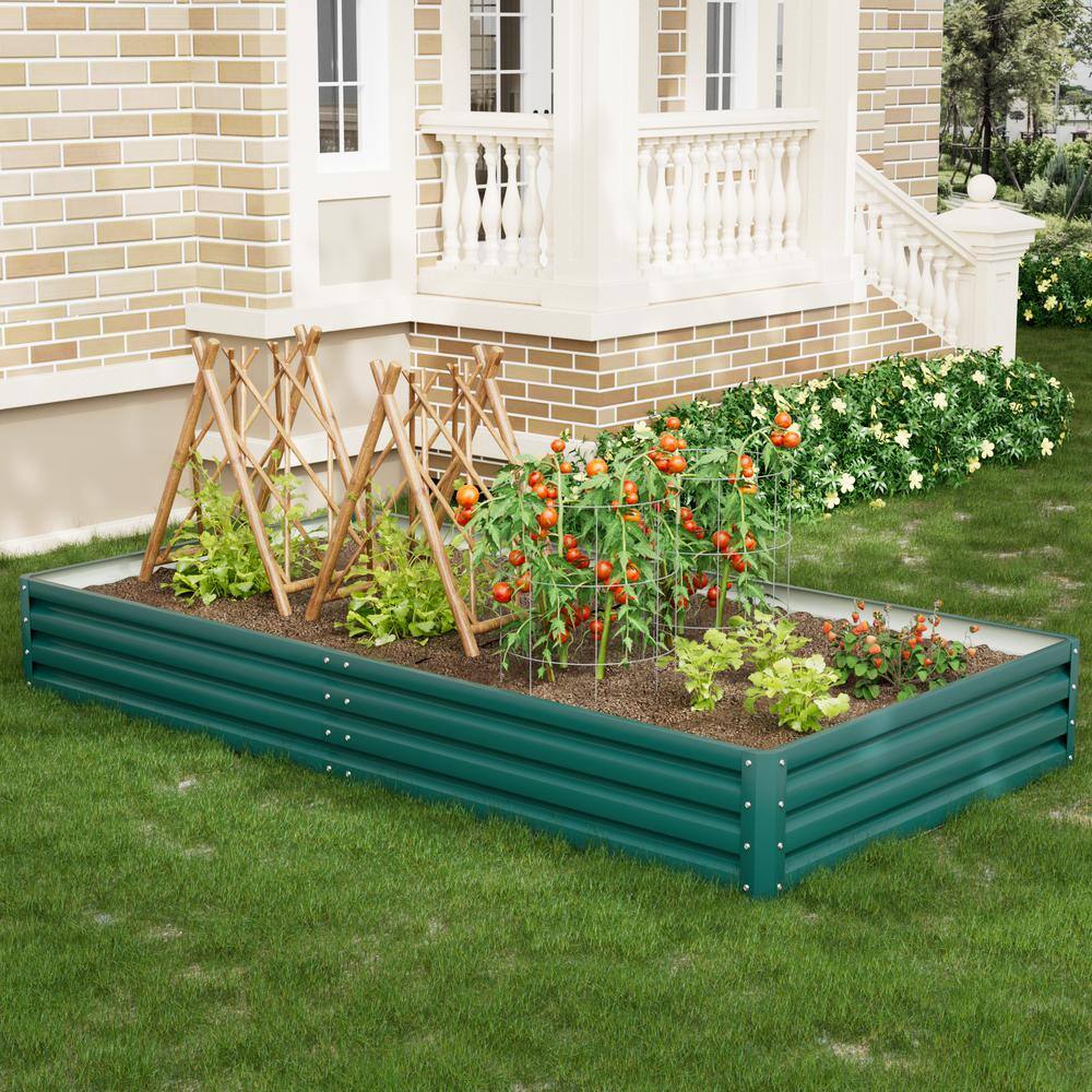 8 ft x 4 ft Green Galvanized Steel Raised Garden Bed Planter
