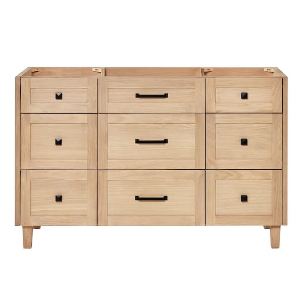 ARIEL Monroe 54 in. W x 21.5 in. D x 34.5 in. H Bath Vanity Cabinet without Top in Oak