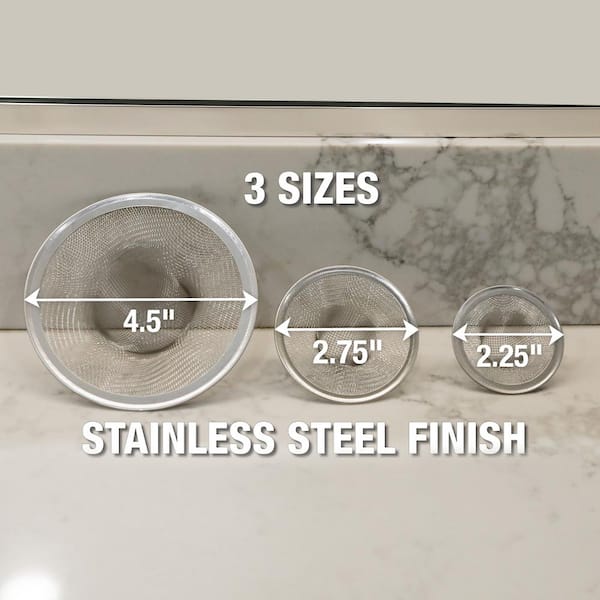 Mesh Sink Drain Strainer in Stainless Steel (3-Pack)
