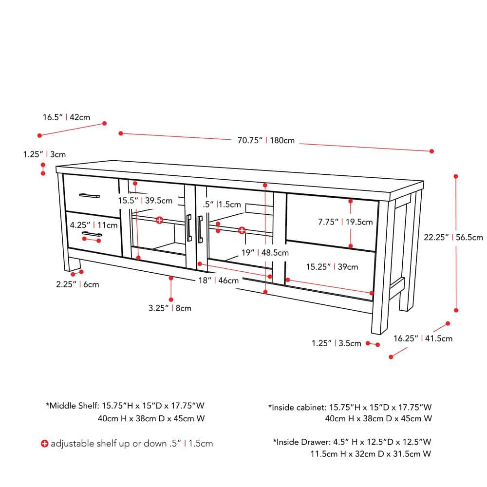 Hollywood Dark Gray Engineered Wood TV Cabinet with Doors for TVs up to 85"