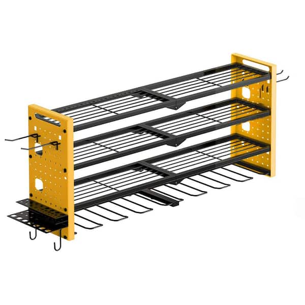HAUSOURCE 16.5 in. Yellow Steel 4-Tier Power Tool Organizer Shelving Wall Mount Utility Storage Rack 1-Pack，RED/BLACK/YELLOW
