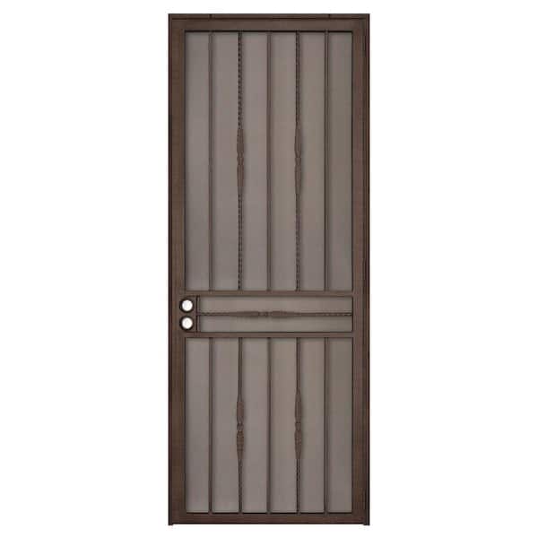 Unique Home Designs 36 in. x 96 in. Cottage Rose Copper Surface Mount Right-Hand Steel Security Door with Expanded Metal Screen