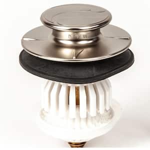 1.5 in./1.25 in. DrainEASY Universal Clog Preventing Tub Stopper/Strainer with 3/8 in. &5/16 in. Fittings Brushed Nickel
