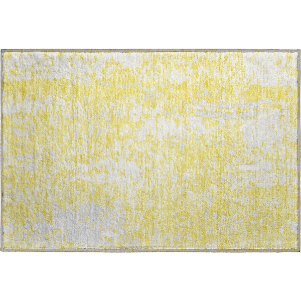Mayfield Premium Machine Washable Abstract AMF949 Yellow 1 ft. 8 in. x 2 ft. 6 in. Area Rug
