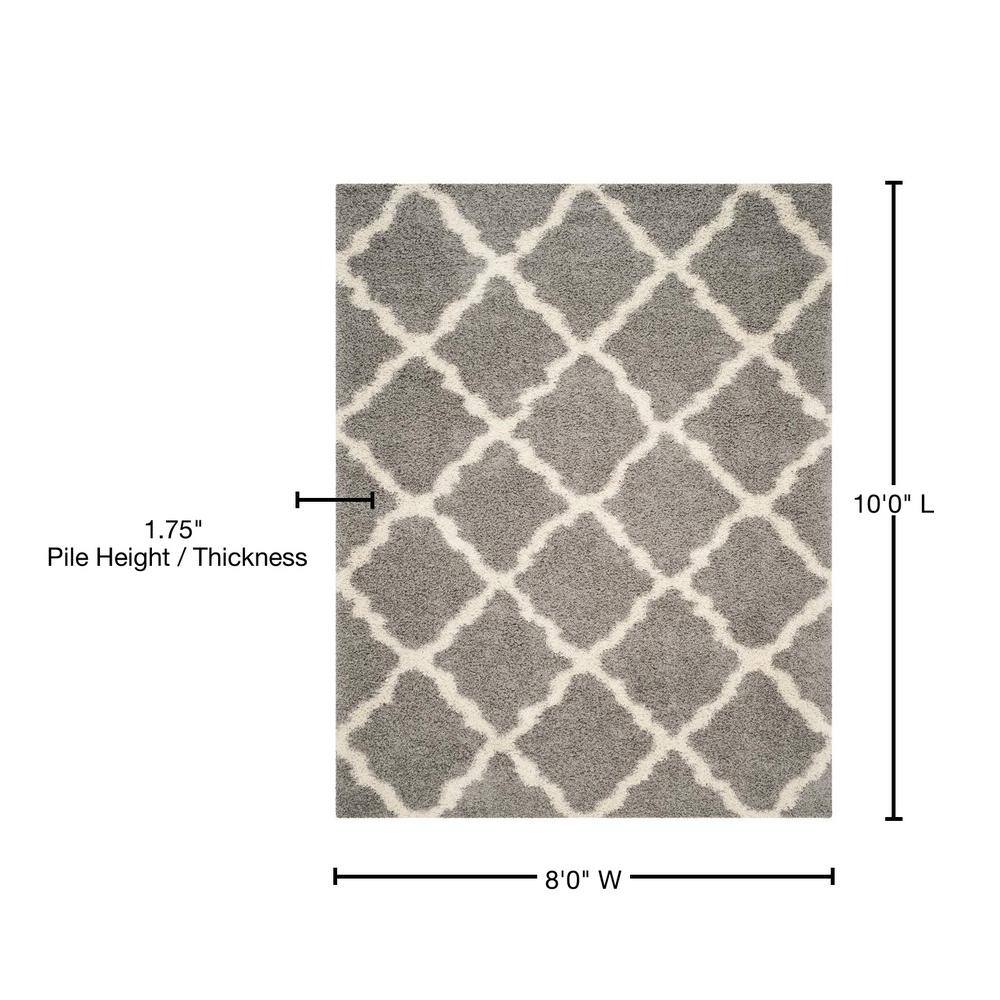 Grey and Ivory High Pile Shag Area Rug, 10' x 14'