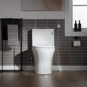 Brick 1-Piece 1.1/1.6 GPF High Efficiency Dual Flush All-In-One Round Toilet in White with Soft Closed Seat Included