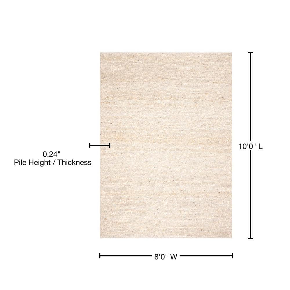Ivory Handwoven Wool Rectangular 8' x 10' Area Rug