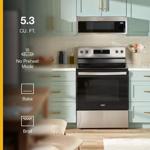 30 in. x 47.875 in. 4-Burner Element Freestanding Electric Range in Stainless Steel with Thermal