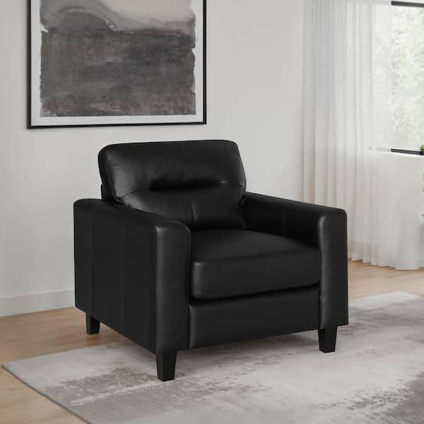 Coaster Scotland Black Faux Leather Upholstered Track Arm Chair