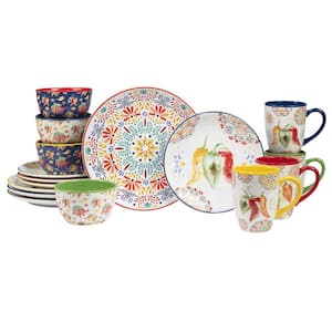 Sweet and Spicy 16-Piece Assorted Colors Earthenware Dinnerware Set (Service for 4)