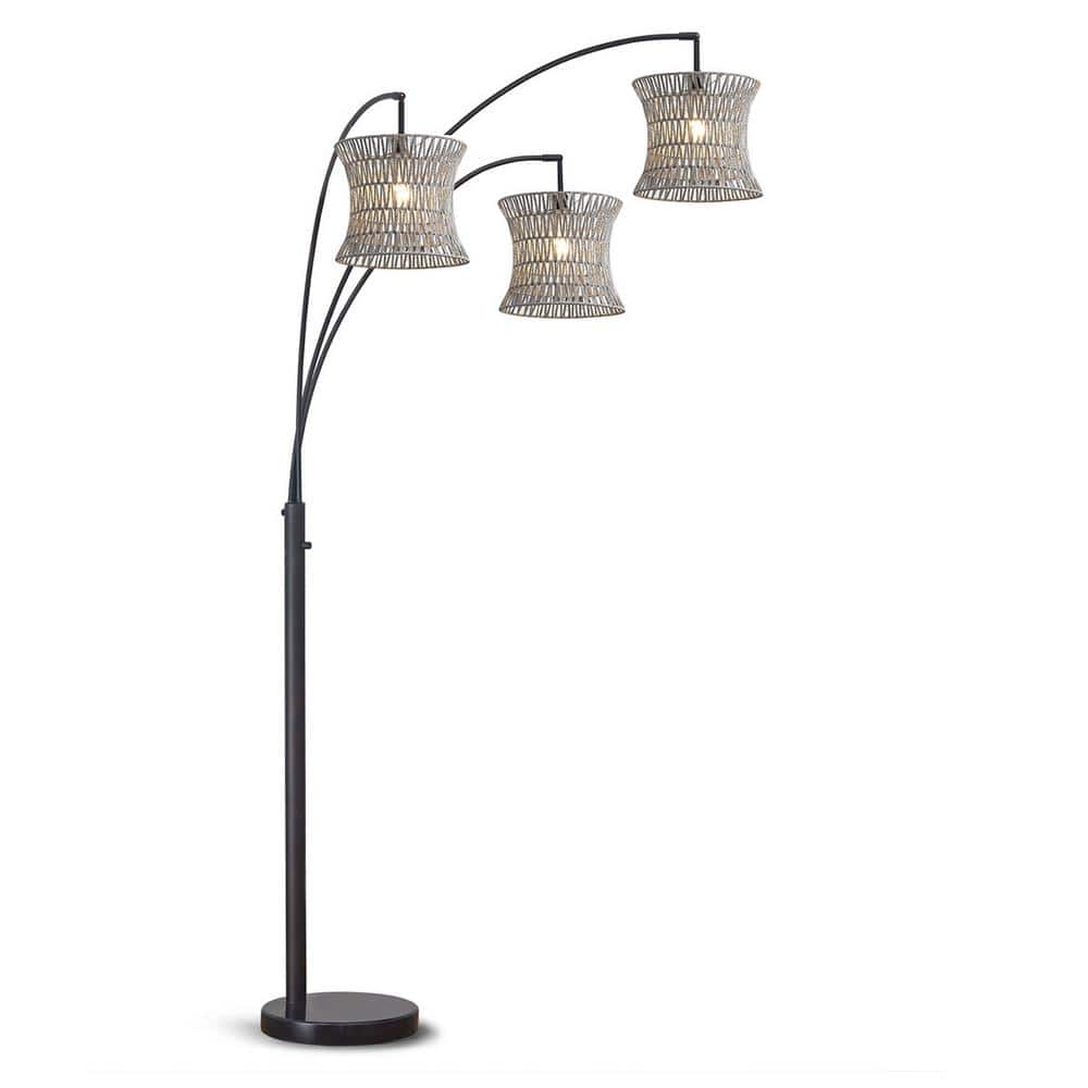 Bohol 83 in. Dark Bronze 3-Lights Arc Tree Floor Lamp with Rattan Shades price history on PriceWatchPro