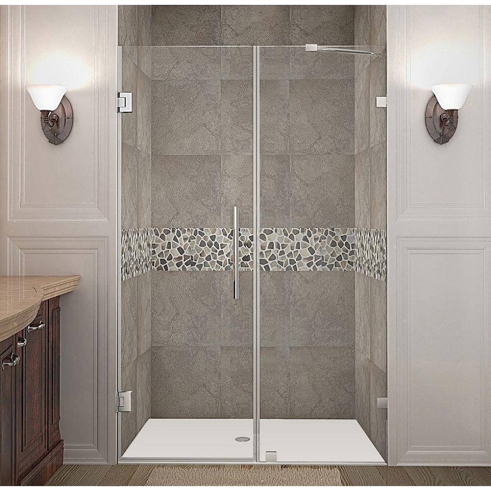 Nautis 50 in. x 72 in. Frameless Hinged Shower Door in Chrome with Clear Glass price history on PriceWatchPro
