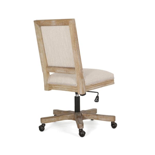 Home Decorators Collection Cosgrove Biscuit Beige Upholstered Office Chair with Arms and Adjustable Wood Base