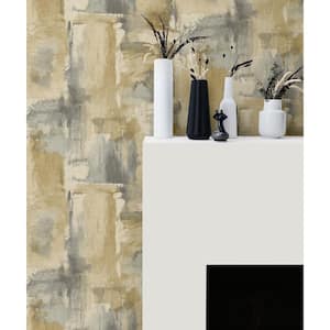 56 sq. ft. Golden Dusk Dry Brush Faux Paper Unpasted Wallpaper Roll