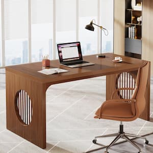 Capen 63 in. Rectangle Brown Engineered Wood Executive Desk Computer Desk for Home Office