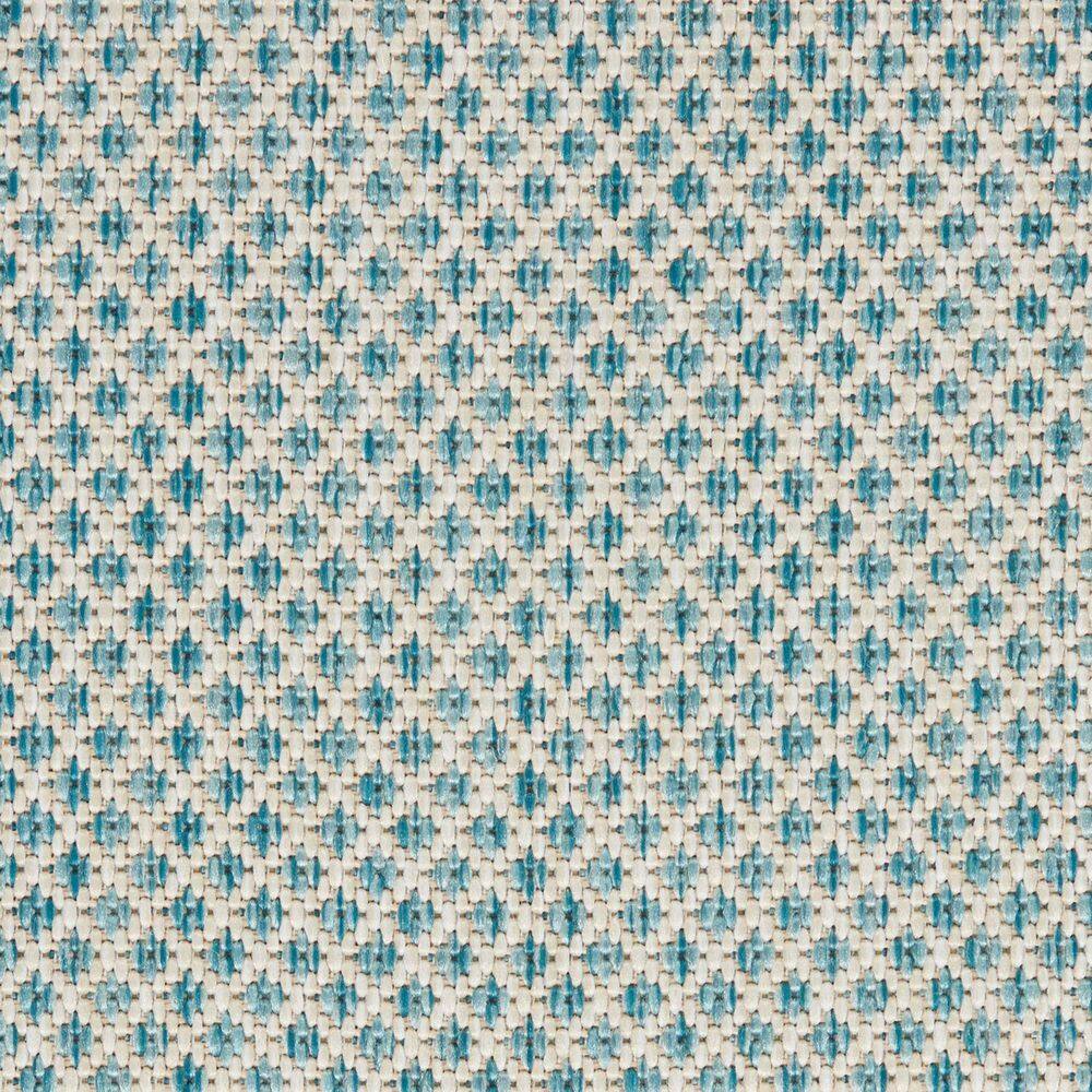 Ivory Aqua Geometric Easy Care 26'' Synthetic Rug