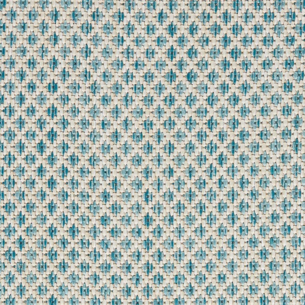 Ivory Aqua Geometric Easy Care 26'' Synthetic Rug