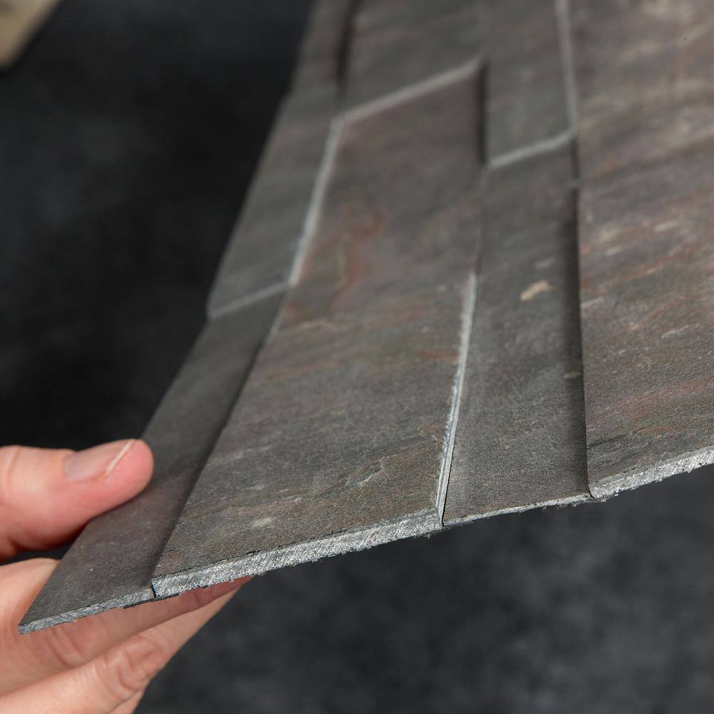 Kilnstone Gray Peel and Stick Real Stone Wall Tile