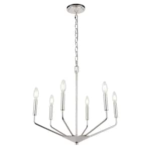 Timeless Home 22 in. 6-Light Chrome Pendant Light, Bulbs Not Included