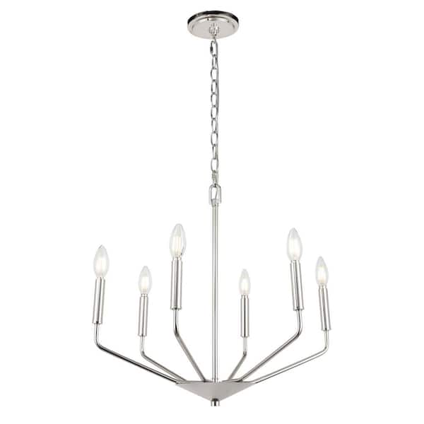 Unbranded Timeless Home 22 in. 6-Light Chrome Pendant Light, Bulbs Not Included