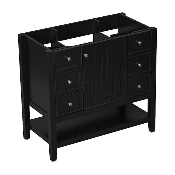 Unbranded 36 in. W x 18 in. D x 33 in. H Bath Vanity Cabinet without Top in Black