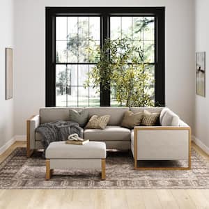 Madison 33 in. Armless 1-piece Fabric Sectional Sofa in. Sand/Light Brown, CORNER SEAT ONLY