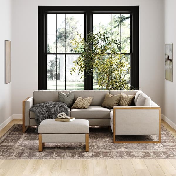 Madison 33 in. Armless 1-piece Fabric Sectional Sofa in. Sand/Light Brown, CORNER SEAT ONLY