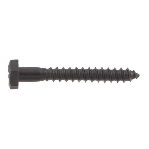 DECKMATE 1/4 in. x 2 in. Black Exterior Hex Head Lag Screw 815096