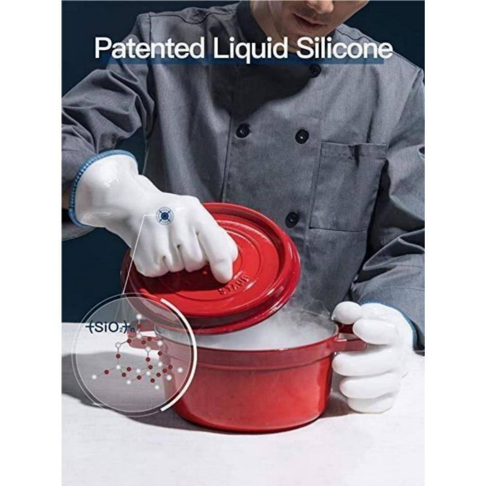 White Liquid Silicone Heat Resistant Oven Mitts, 12.2 inches