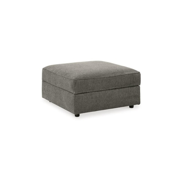 Fola Gray Polyester Square Accent Ottoman