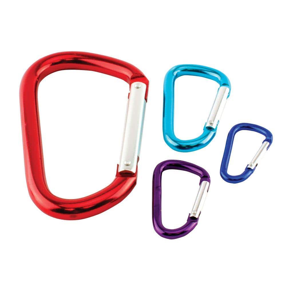 12 Pc Locking Carabiner Clip Aluminum 2-3/8 Small D-Ring Snap Hook Key  Chain 