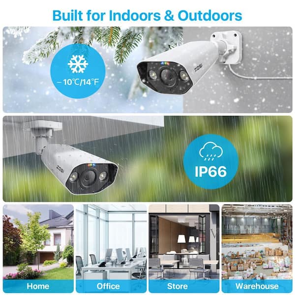 ZOSI 8-Channel 8MP PoE 2TB NVR Security Camera System with 8 Wired