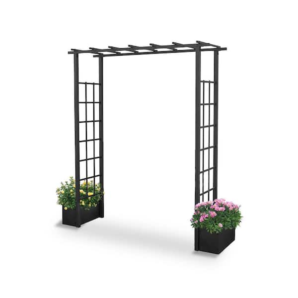 PARASOLAR Nohea 79 in. x 69 in. Metal Garden Arbor with Side Planters for Wedding