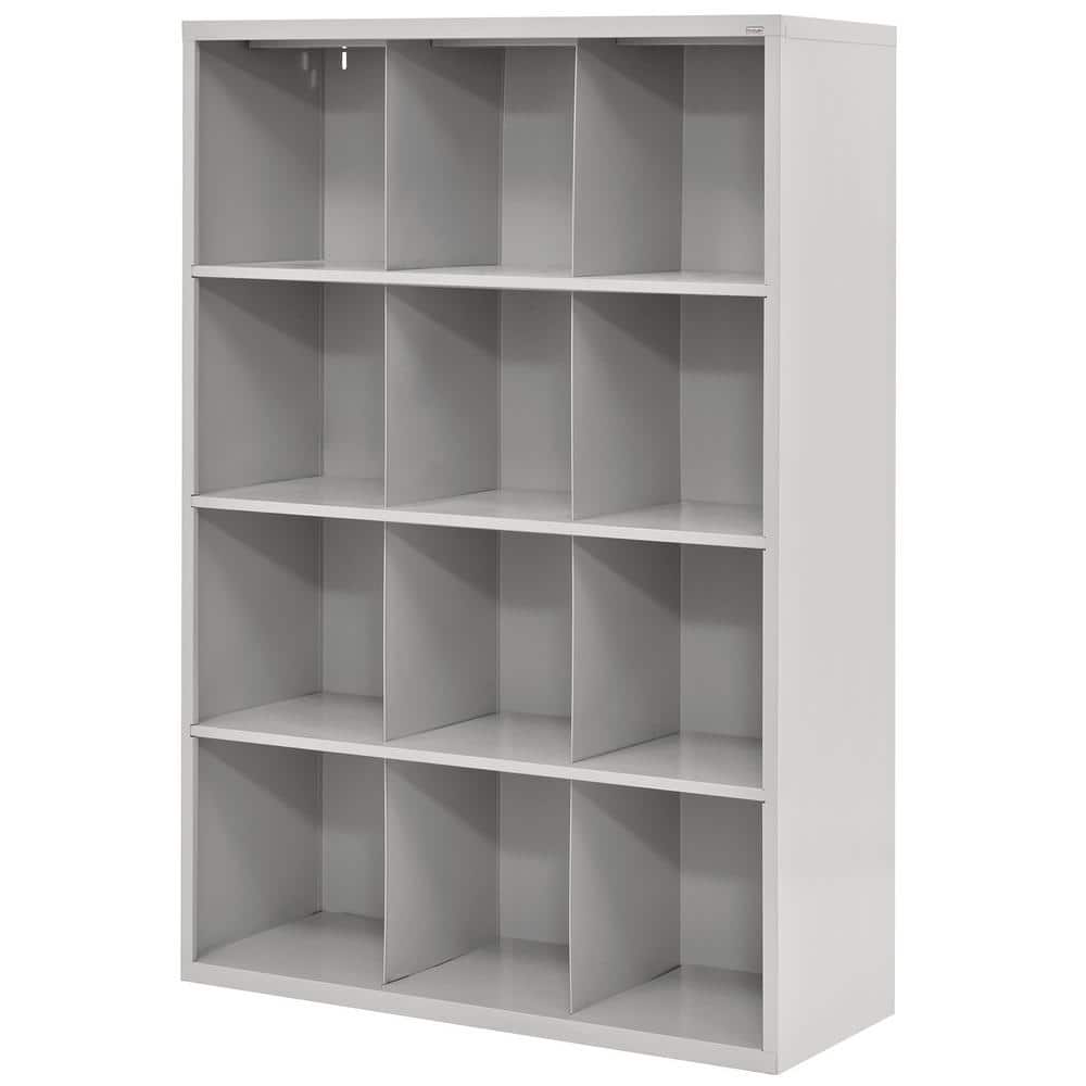Adjustable Dove Gray Wooden 12-Compartment Storage Organizer