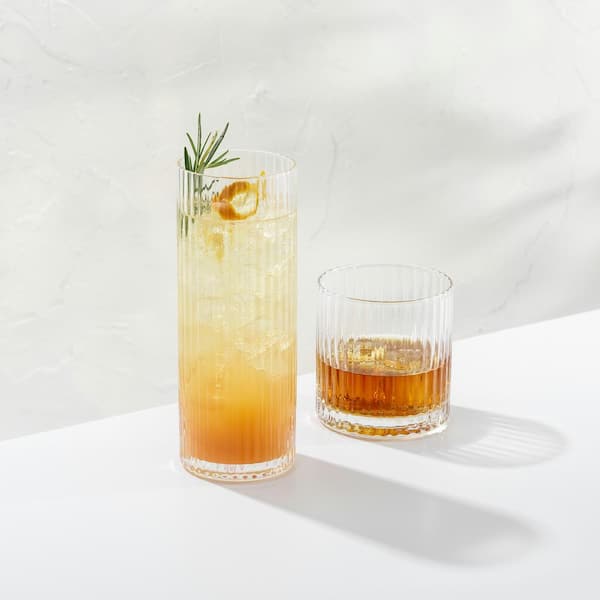 JoyJolt Elle Fluted Cylinder Martini Coupe Glass - 10 oz Ribbed Cocktail  Glasses - Set of 2
