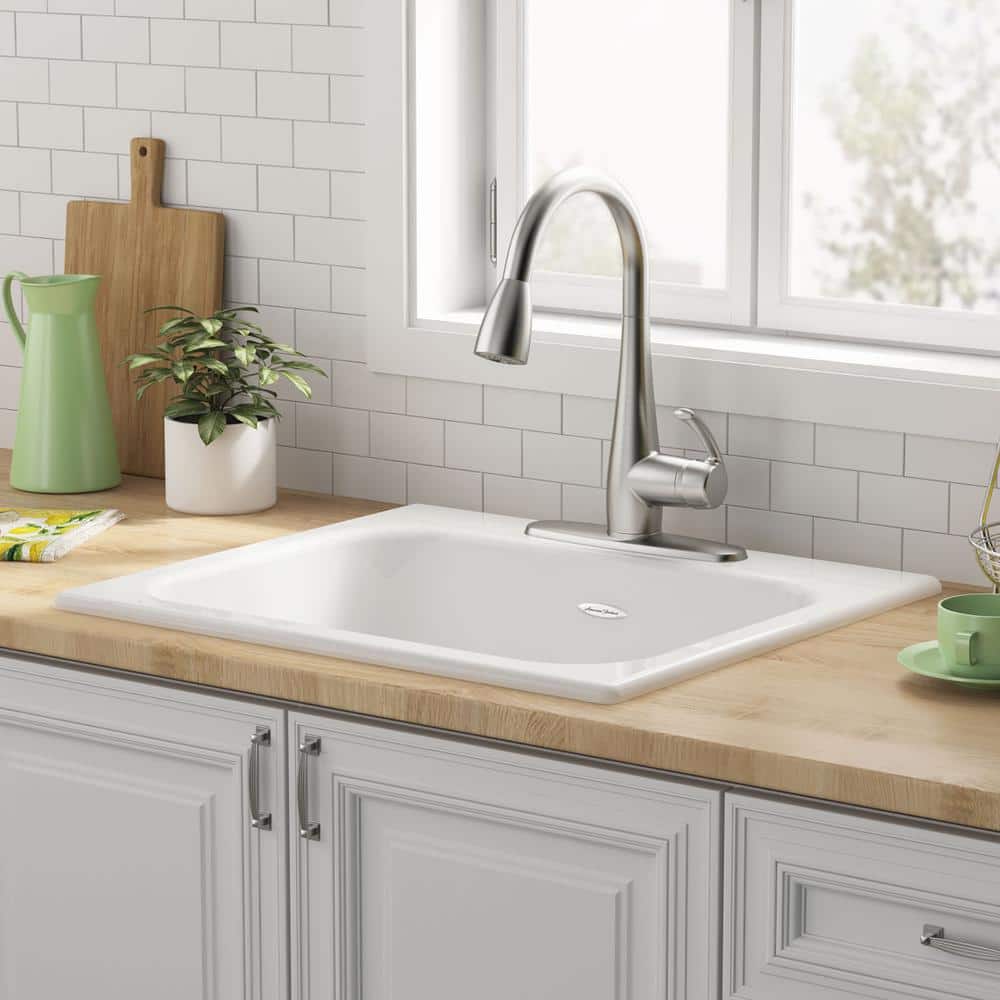 Quince 25'' White Cast Iron Single Bowl Drop-In Sink