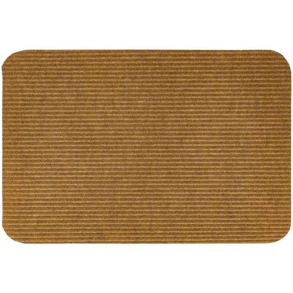 Mohawk Home Striped Utility Mat Tan Indoor/Outdoor 24 in. x 36 in. Utility Door Mat