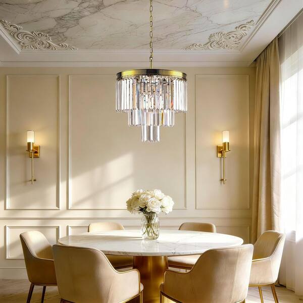 Maxax Annapolis 7-Light 19.7 in. Brass Crystal Modern Tiered