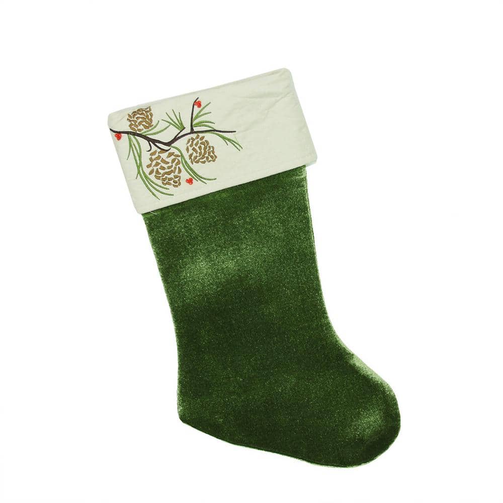 Green pines Holiday Wool Felt Stocking